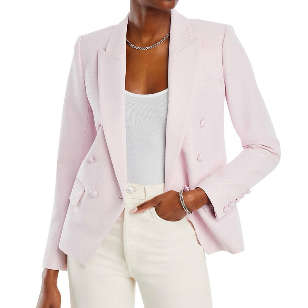 L'AGENCE Pink Tailored Blazer with Classic Lapel